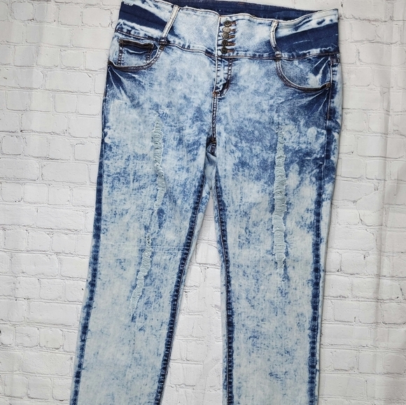 American Quality‎ Denim high waist skinny distressed stonewashed jeans - Picture 1 of 10
